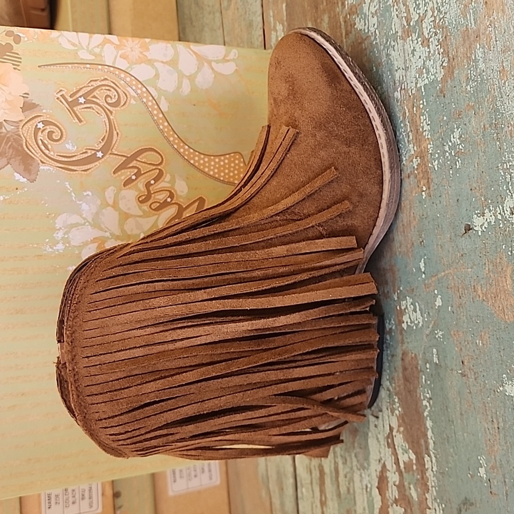 New Very G Tan Trippier Fringe Bootie